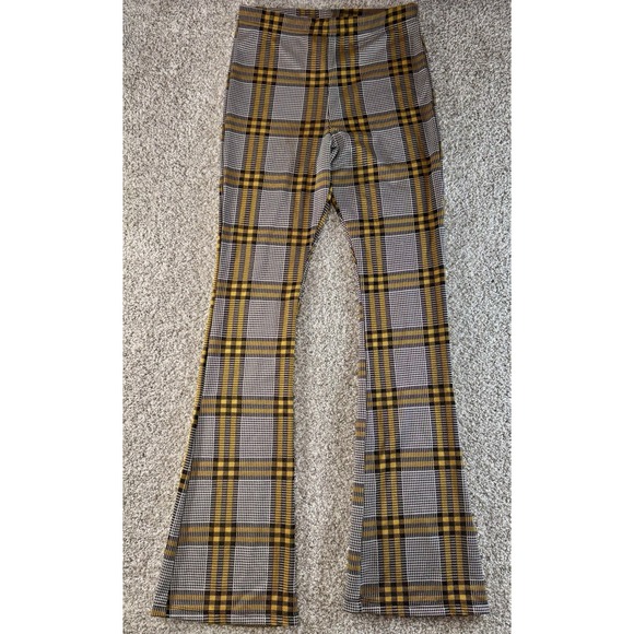 Topshop Pants - TopShop Dress Pants Womens 8 Plaid Black & Yellow Retro 1970's Vibe Bootcut
